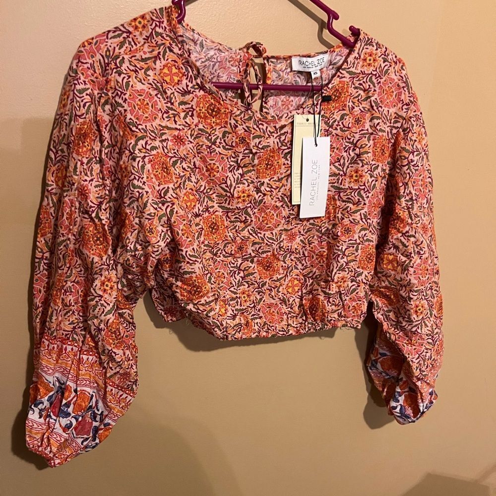 NWT Rachel Zoe linen blend blouse boho xs